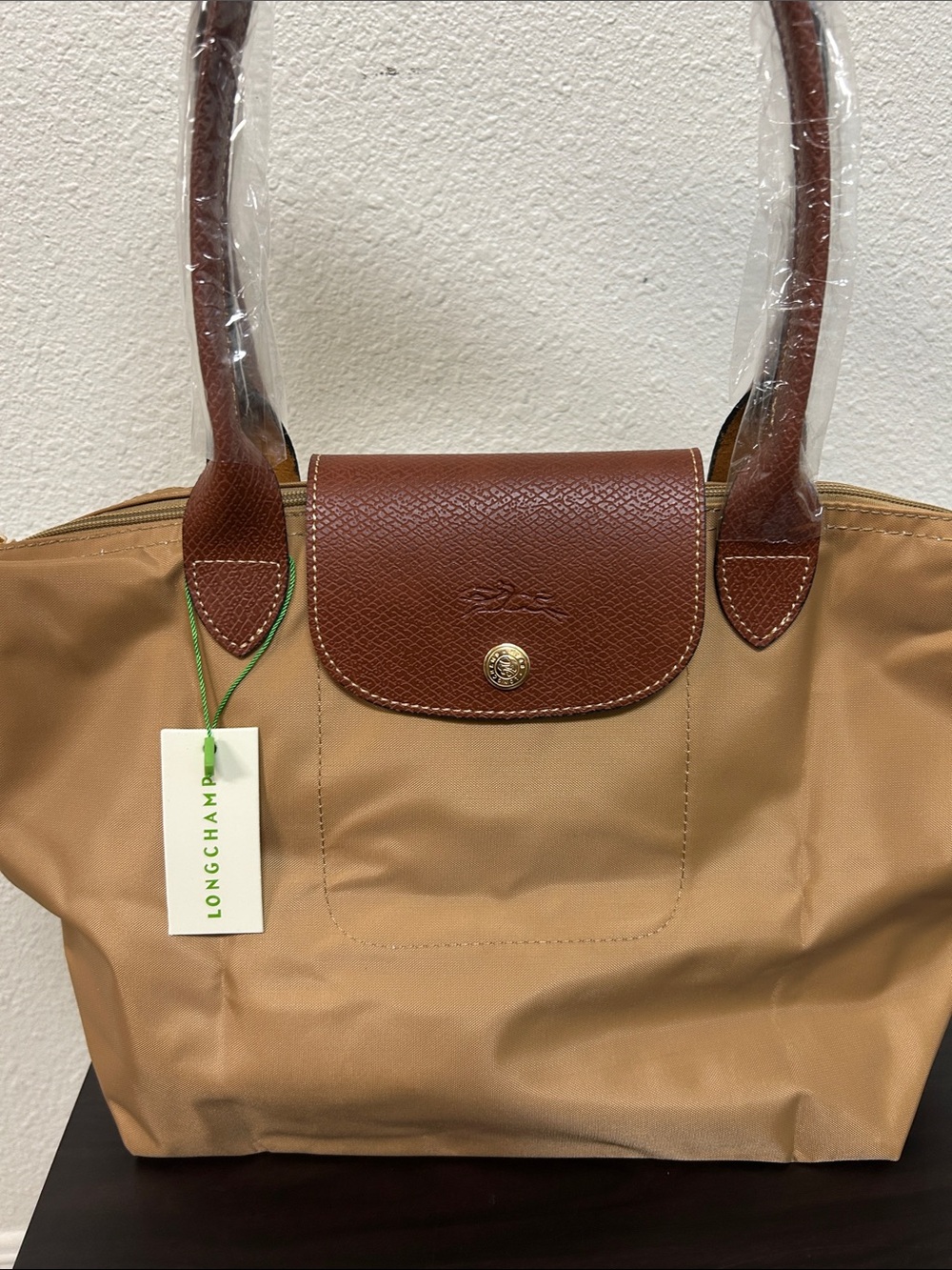 Longchamp Medium Yellow Tote with Brown Leather Trim - Picture 6 of 6